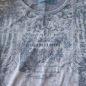 Y2K TeeCo Blue 100% Cotton 3/4 Sleeve Graphic Shirt Size M